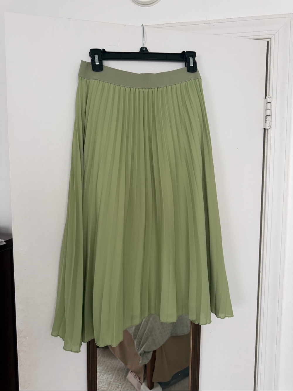 Light Green Pleated Midi Skirt
